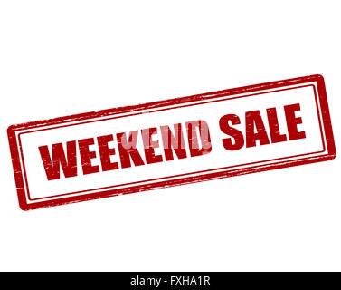 Rubber stamp with text weekend sale inside, vector illustration` Stock Photo